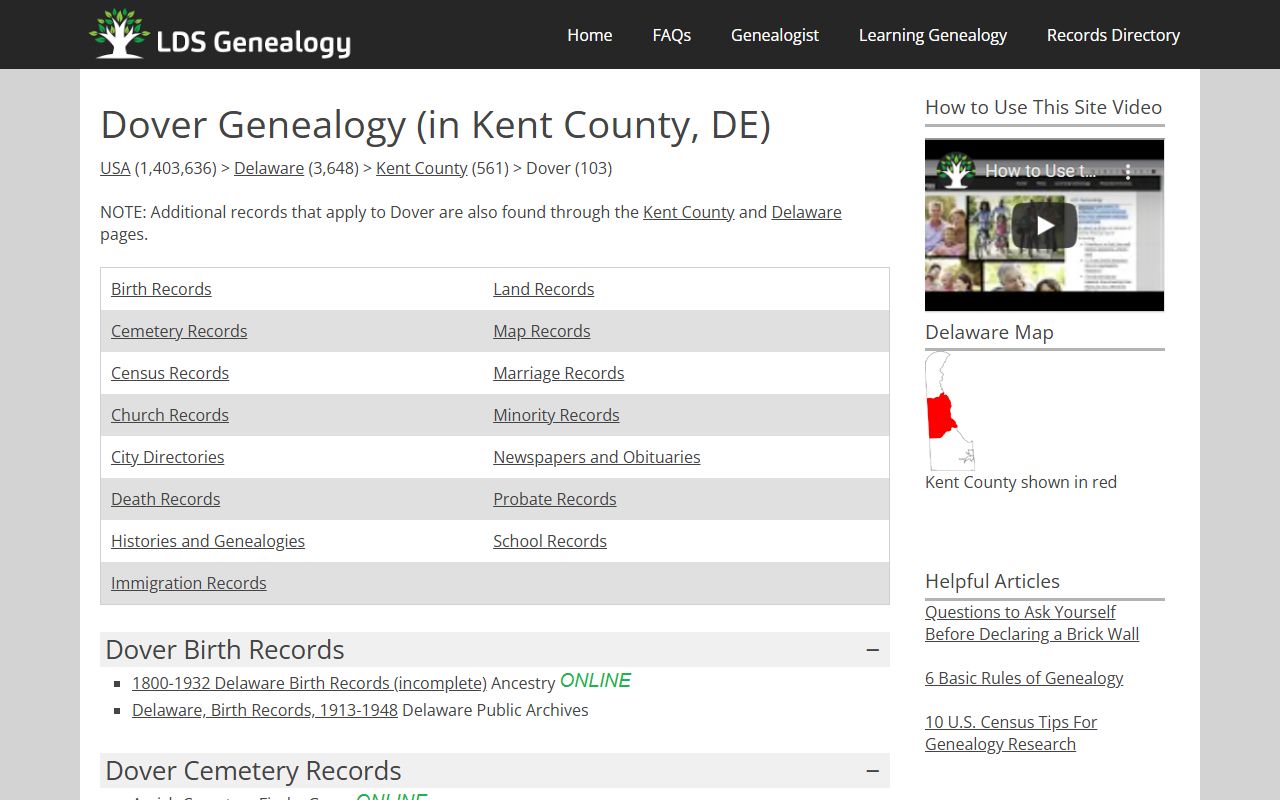 Dover genealogy and historical records guide for Family Court Records research
