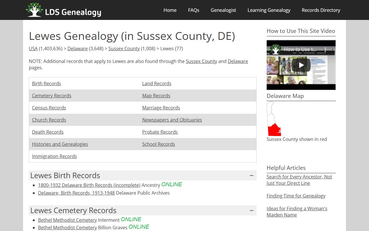 Lewes genealogy records portal for Family Court Records research