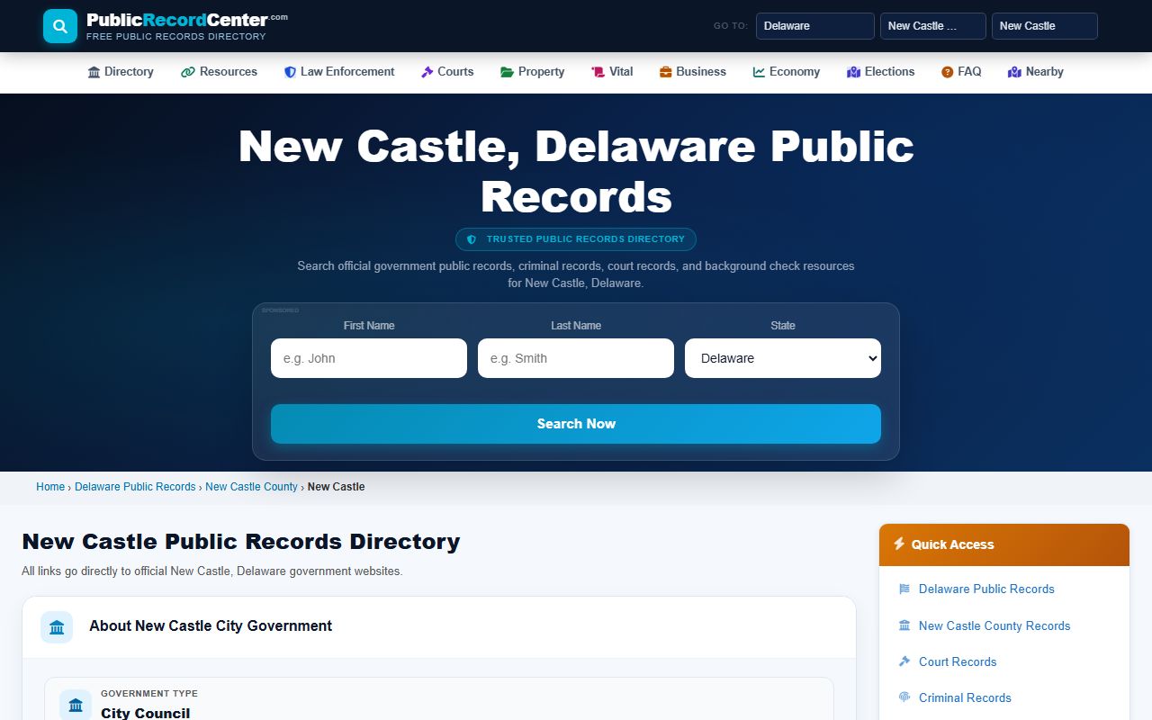 New Castle Family Court Records public records guide for the city