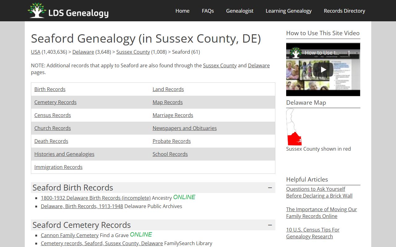 Seaford Family Court Records genealogy research resources