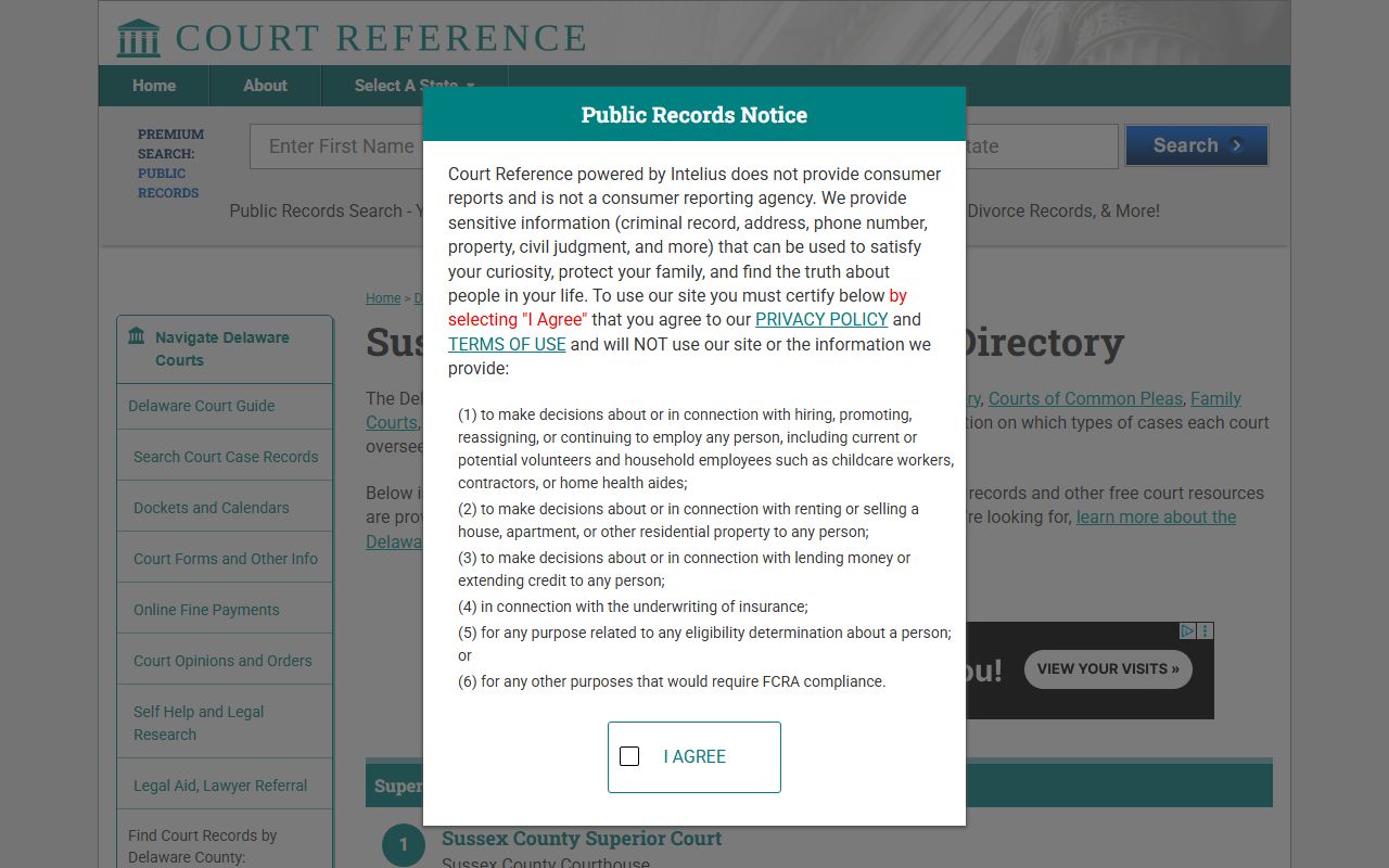 Sussex County Family Court Records directory on Court Reference