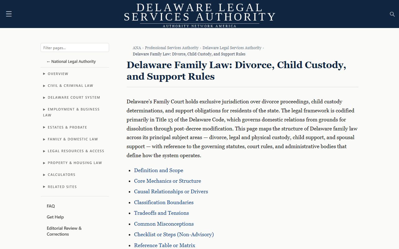 Delaware family law legal services overview for Family Court Records